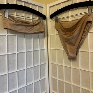 LA Hearts Sand Shimmer Bandeau High Waist Bikini